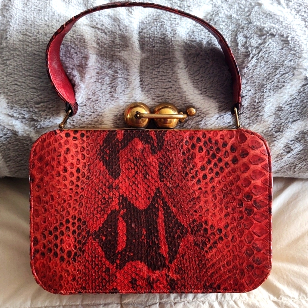 Red Snakeskin Handbag